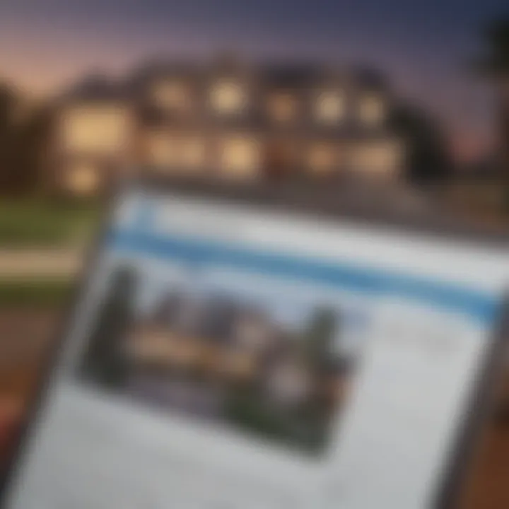 Close-up of a real estate website with foreclosure listings displayed