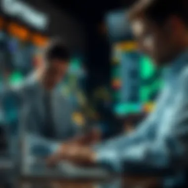 Economic Indicators Analysis Market analysts reviewing economic indicators