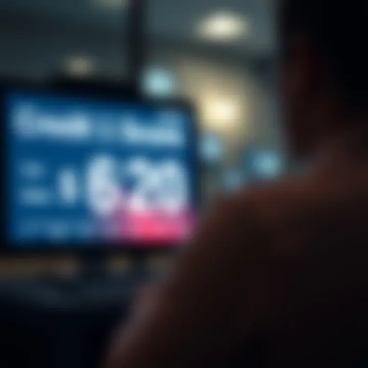 Credit score displayed on a digital screen