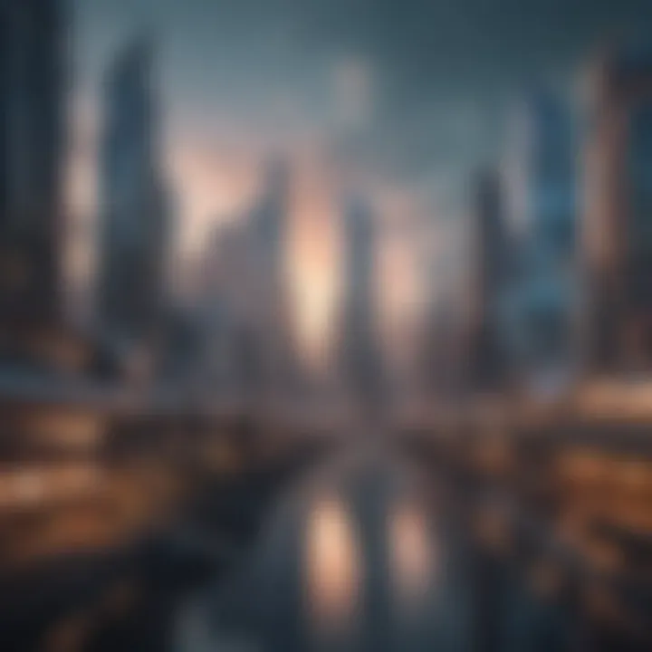 A futuristic city skyline, symbolizing emerging industries