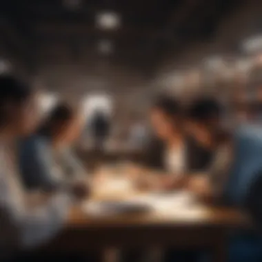 A diverse group of students in a library studying together