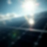 Solar panels reflecting sunlight