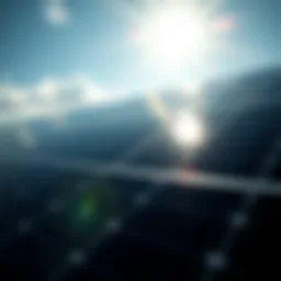 Solar panels reflecting sunlight