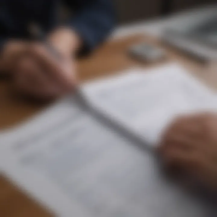 A close-up of someone reviewing documents