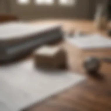 Blueprints and financial documents on a wooden table