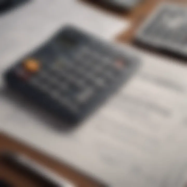 A close-up of documents and a calculator on a desk, symbolizing mortgage calculations.