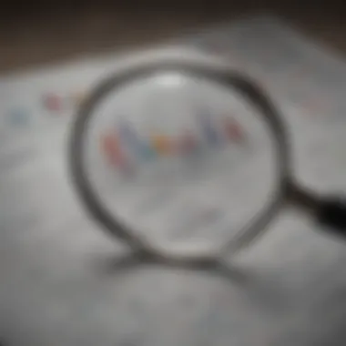 A magnifying glass over market data charts illustrating market research importance.