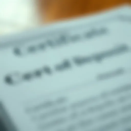 A close-up view of a Certificate of Deposit document