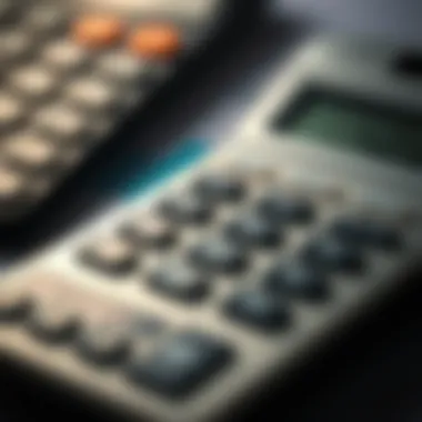 Close-up of a calculator with financial graphs