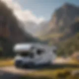 A scenic RV parked in a picturesque landscape.