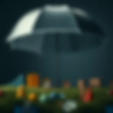 The Protective Nature of Umbrella LLCs A visual metaphor illustrating the protective nature of an umbrella over various business icons