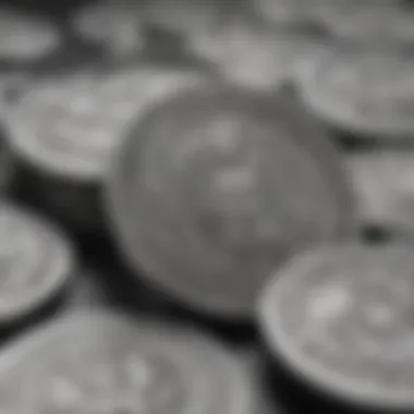 Close-up of silver coins showcasing intricate designs